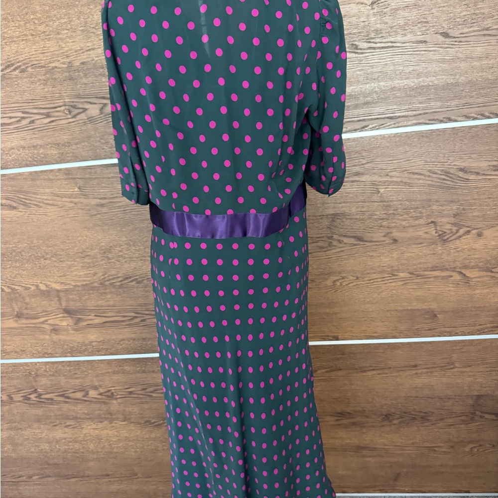 Rare Vintage Moschino Silk Polka Dot Retro Dress sz 12 - Picture 8 of 16